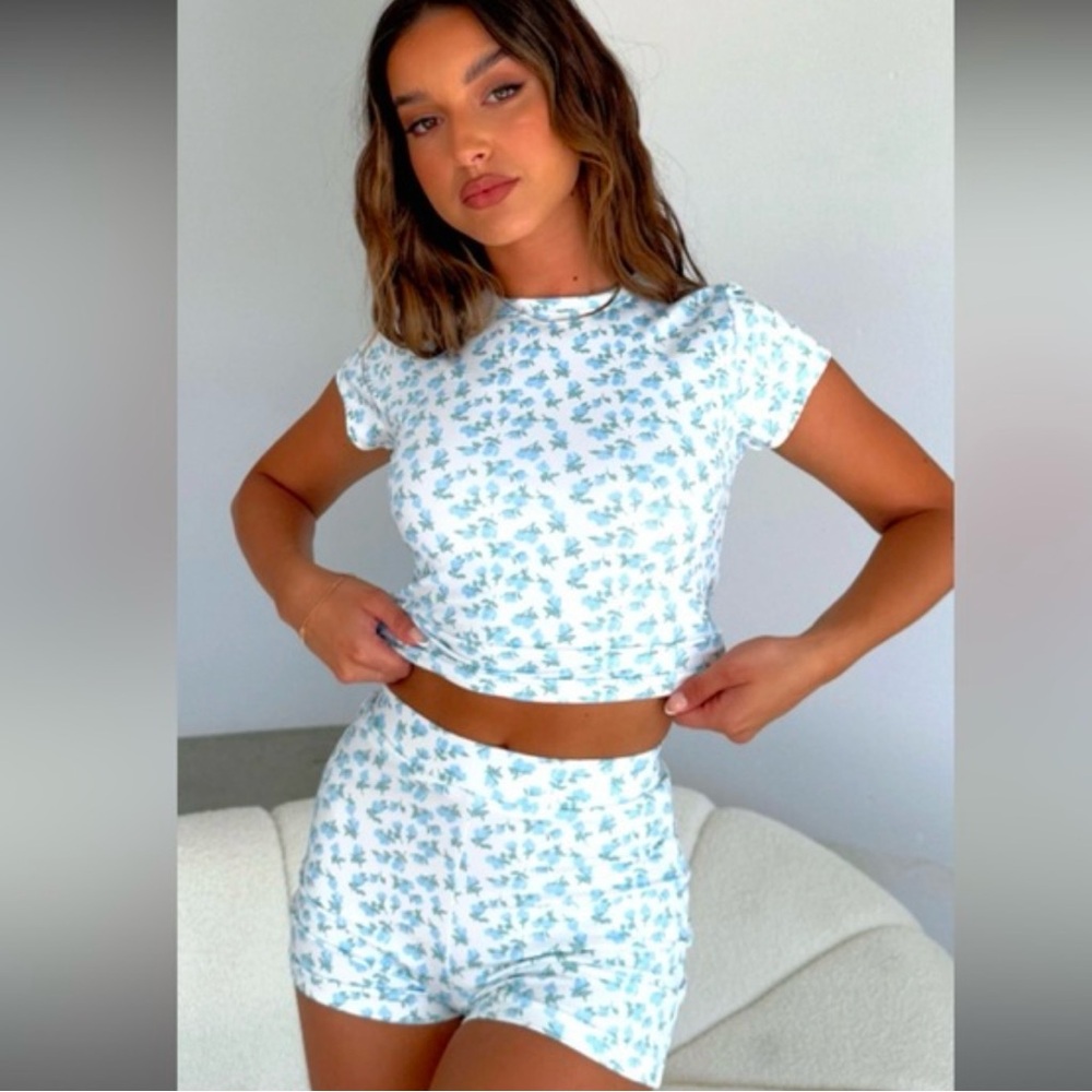 White Fox weekend vibes baby tee blue